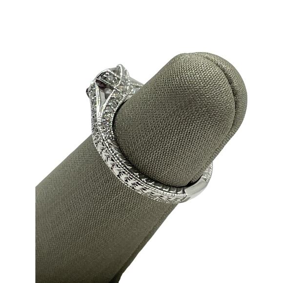 14K White Gold Half Bezel Set 1.32cttw Diamond Ring (3498) - Picture 4 of 5